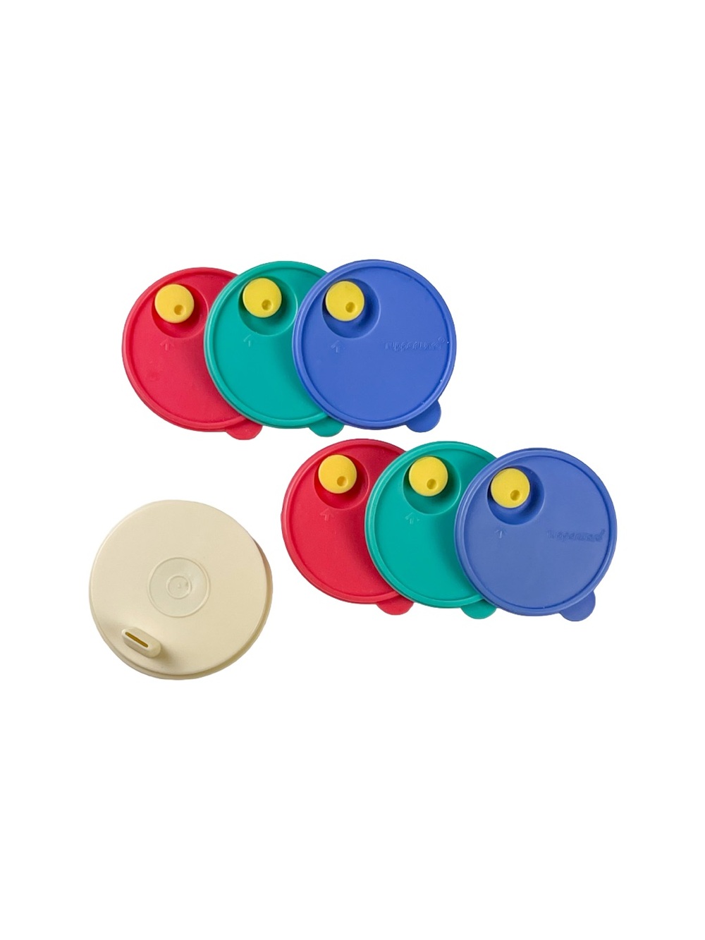 Vintage Tupperware Magnets Set- Mini Lids & Mini Sippy Cup Lid